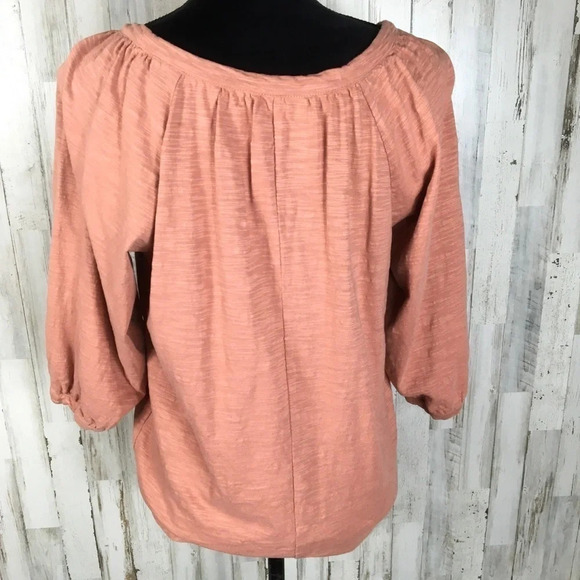 Ann Taylor Loft Textured Cotton Half Sleeve Blouse - Picture 3 of 6